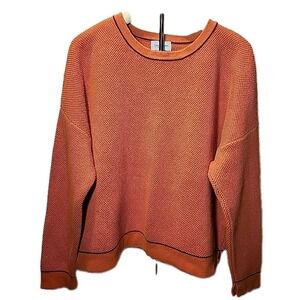 Cashmeren Brand Cotton Blend Sweater. Heavy. Womens XL Orange with Purple Piping